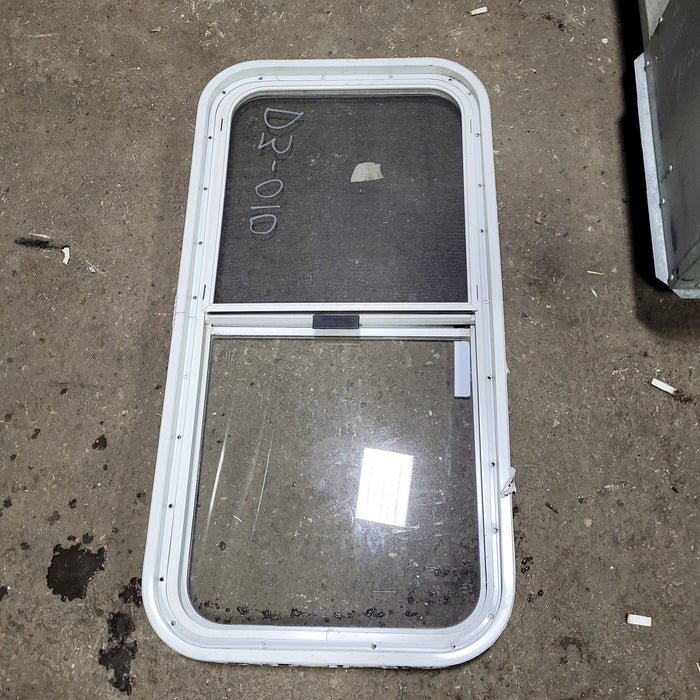 Used White Radius Opening Window : 36" X 18" X 2" D - Young Farts RV Parts