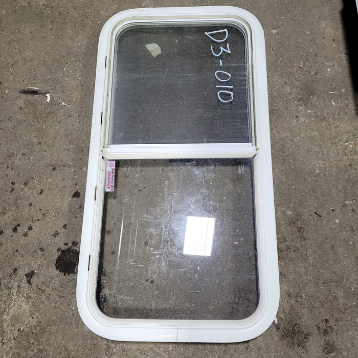 Used White Radius Opening Window : 36" X 18" X 2" D - Young Farts RV Parts