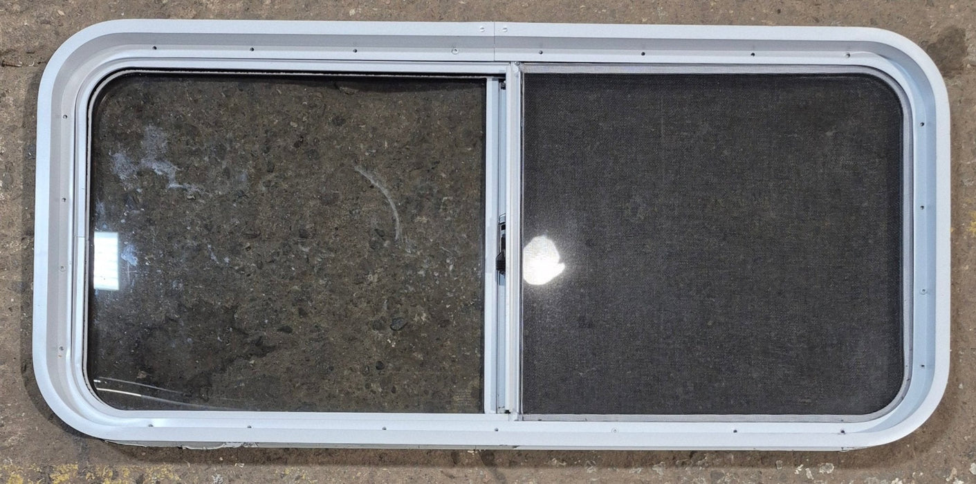 Used White Radius Opening Window : 42 1/4" W x 18 3/4" H x 1 7/8" D