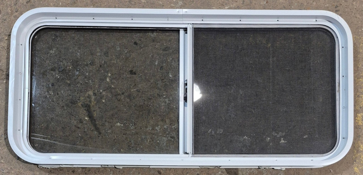 Used White Radius Opening Window : 42 1/4" W x 18 3/4" H x 1 7/8" D