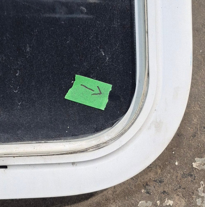 Used White Radius Opening Window : 45 1/2" W x 21 1/2" H x 1 7/8" D