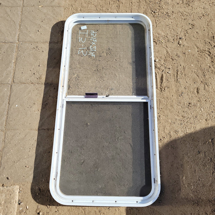 Used White Radius Opening Window : 45 1/2 X 21 1/2 X 2" D - Young Farts RV Parts