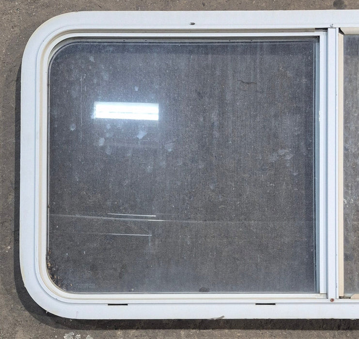 Used White Radius Opening Window : 45 1/4" W x 21 1/2" H x 1 5/8" D - Young Farts RV Parts