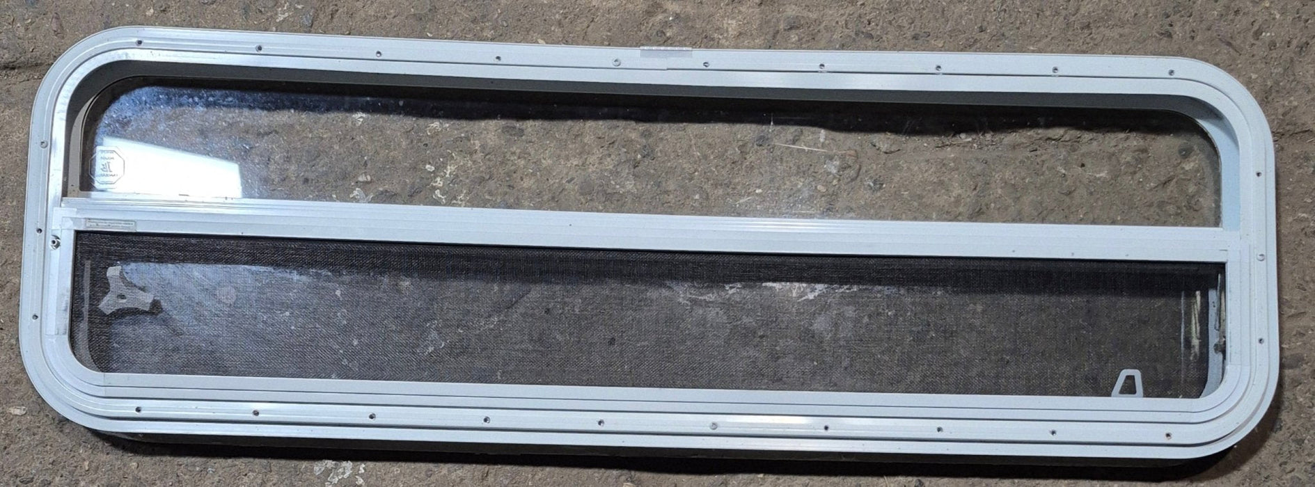 Used White Radius Opening Window : 47 1/2" W x 14 1/4" H x 1 1/4" D