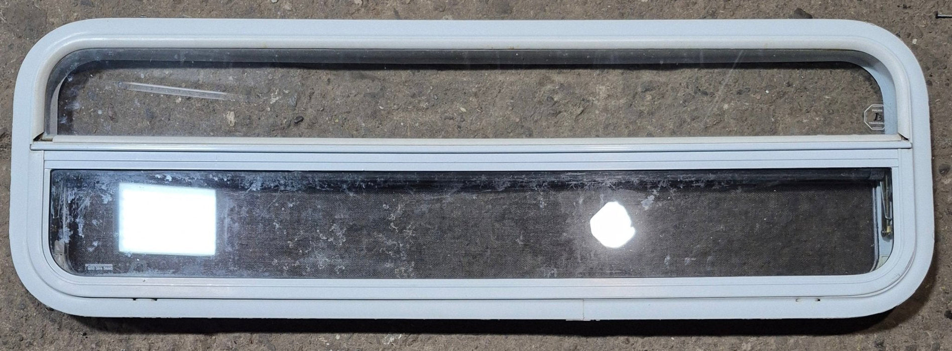 Used White Radius Opening Window : 47 1/2" W x 14 1/4" H x 1 1/4" D