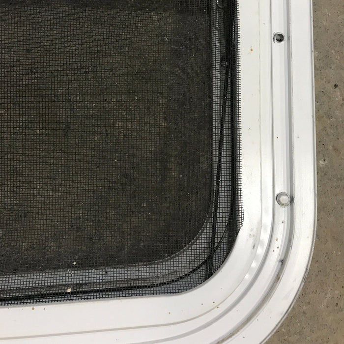 Used White Radius Opening Window : 47 1/2" W x 21 1/2" H x 1 7/8" D - Young Farts RV Parts