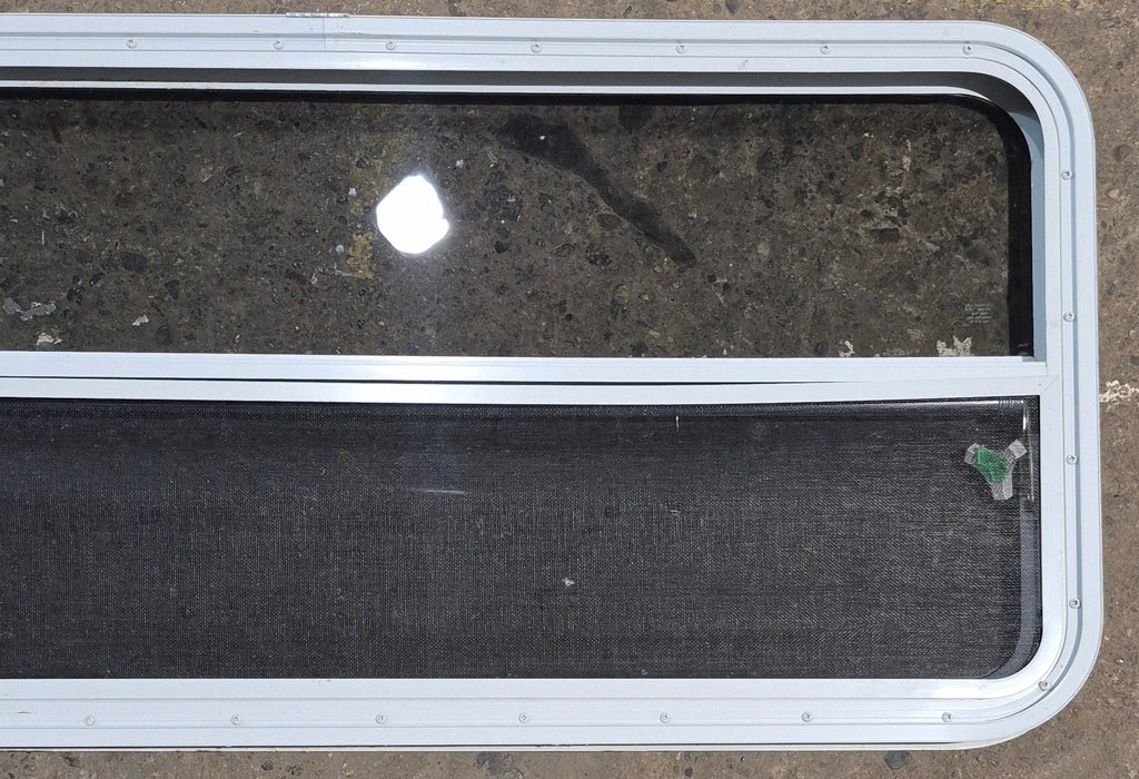 Used White Radius Opening Window : 47 1/2" W x 21 1/4" H x 1 7/8" D - Young Farts RV Parts