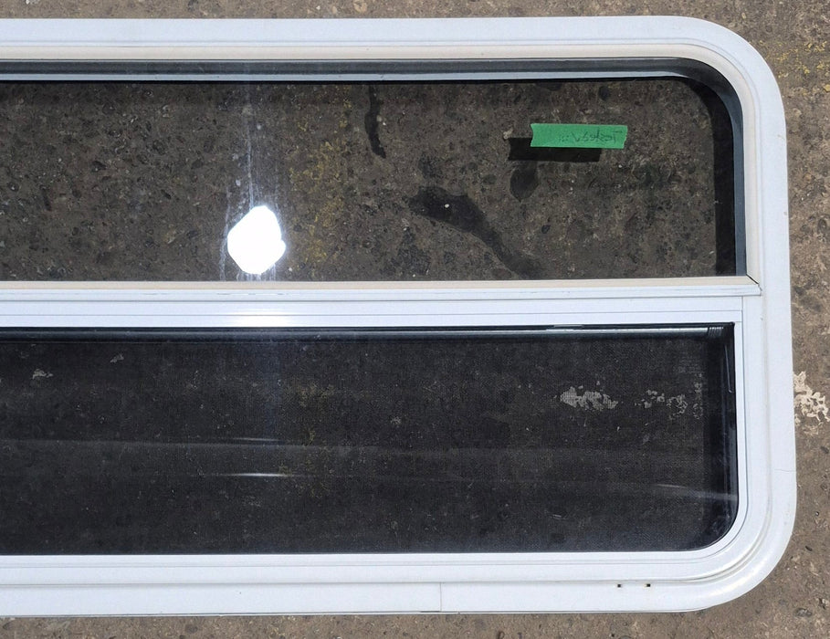 Used White Radius Opening Window : 47 1/2" W x 21 1/4" H x 1 7/8" D - Young Farts RV Parts
