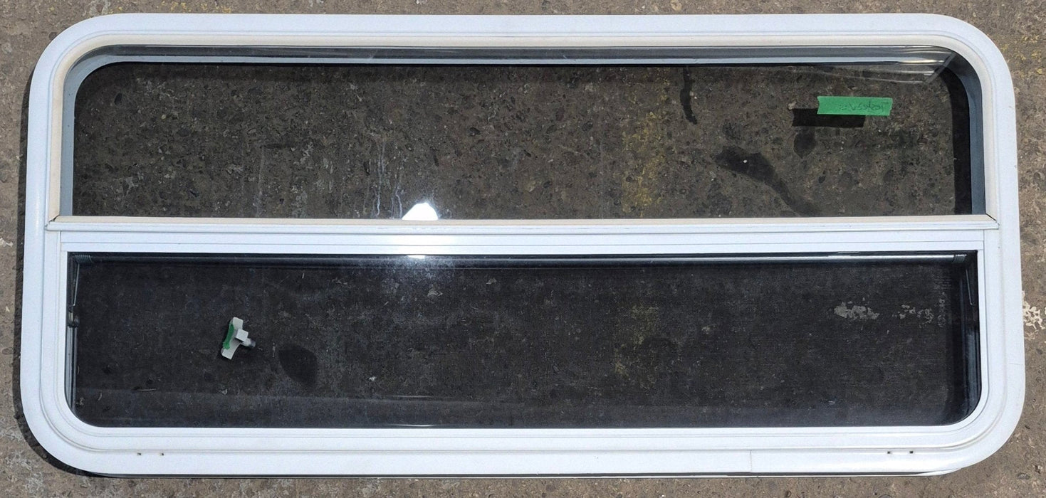 Used White Radius Opening Window : 47 1/2" W x 21 1/4" H x 1 7/8" D - Young Farts RV Parts