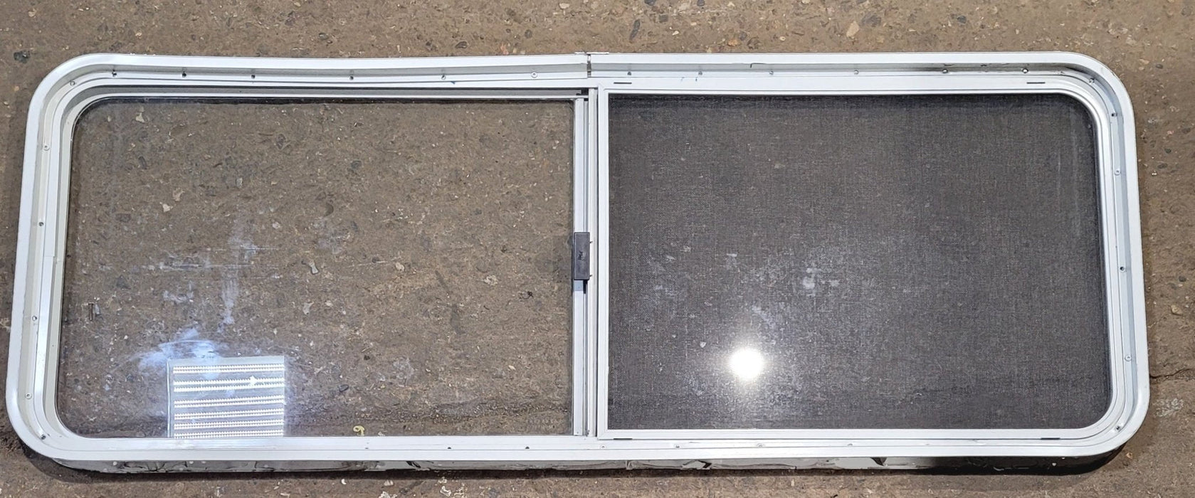 Used White Radius Opening Window : 59 1/4" W x 21 1/4" H x 1 3/4" D