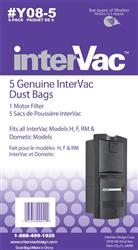 Vacuum Cleaner Bag InterVac Design Y08-5 Disposable; Fits InterVac/ Dometic Models H/ F/ LH/ GH/ GF/ RMH/ RMF Vacuum Cleaner; Filters Down To 3 Microns; Set Of 5 - Young Farts RV Parts