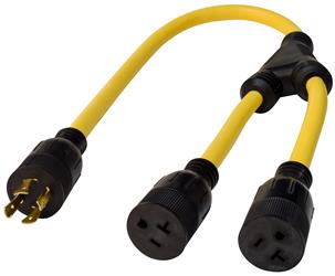 Valterra Generator Y Adapter 20 Amp 3' - A10-G20420Y - Young Farts RV Parts