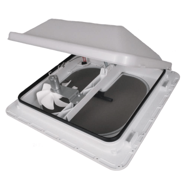 Ventline V3094-601-00 Power Roof Vent with Manual Opening and White Lid