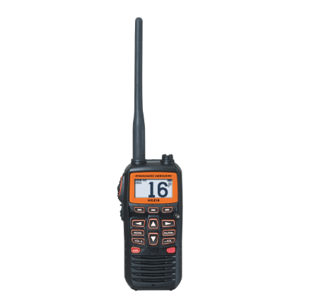 VHF Radio Standard Horizon HX210 HX210; Handheld; United States/ Canadian/ International Channels; 6/ 2.5/ 1 Watts; NOAA Weather Channels; Without GPS Capability; High Resolution Dot Matrix LCD Display; Black; Floating/ Submersible IPX7 Waterproof Rating; - Young Farts RV Parts