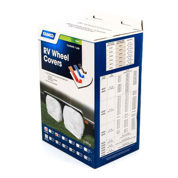 Vinyl RV Wheel & Tire Protector, 1 pair (27 inches-29 inches , White)