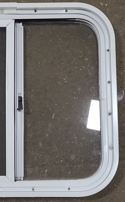 White Radius Opening Window : 17 1/4" W X 18 1/4" H X 1 7/8" D - Young Farts RV Parts