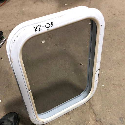 White Radius Opening Window : 19 3/4" W X 14 3/4" H X 2" D - Young Farts RV Parts