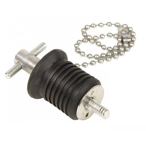 WHITECAP Boat Drain Plug - Bailer; 1" Diameter; With 8" Chain - S - 0289C - Young Farts RV Parts