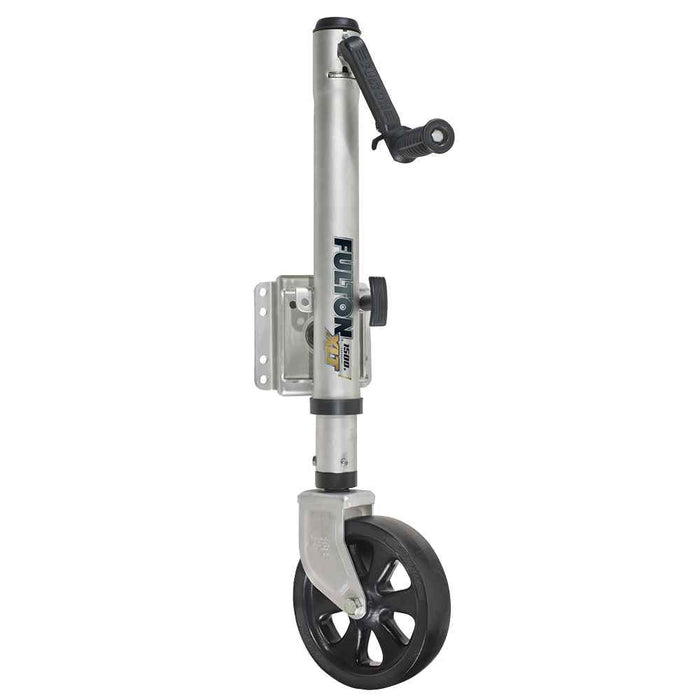 XLT 1500 lbs. Swing Away Bolt - On Jack w/12" Travel & 8" Poly Wheel - Sharkskin Finish - Young Farts RV Parts