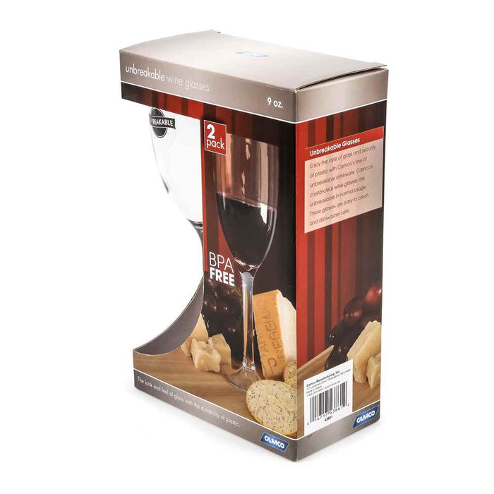 Buy Camco 43861 Unbreakable Travel Red or White Wine Glass- 9 Ounce Set of