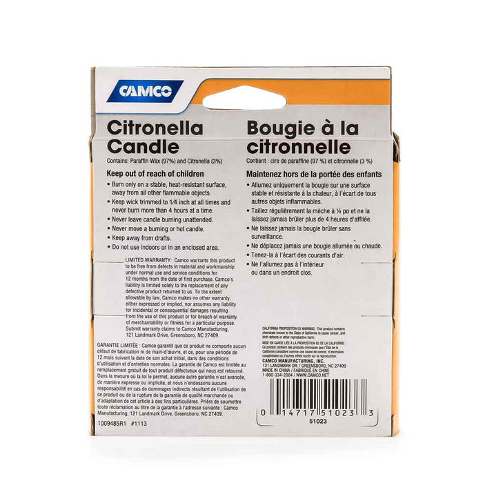 Buy Camco 51023 Citronella Candle W/Cover - Camping and Lifestyle