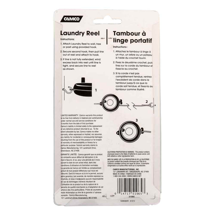 Buy Camco 57636 21' Laundry Reel with Mounting Hooks - Camping and