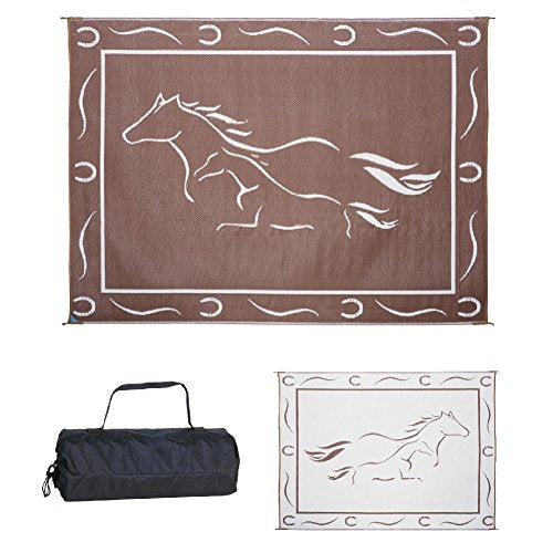 Buy Ming's Mark GH8117 Horses Patio Mat Brown/White 8X11 - Camping and