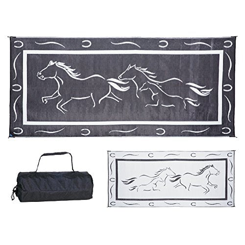 Buy Ming's Mark GH8181 Horses Patio Mat Black/White 8X18 - Camping and