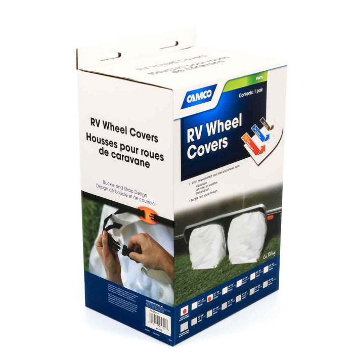 Vinyl RV Wheel & Tire Protector, 1 pair (27 inches-29 inches , White)