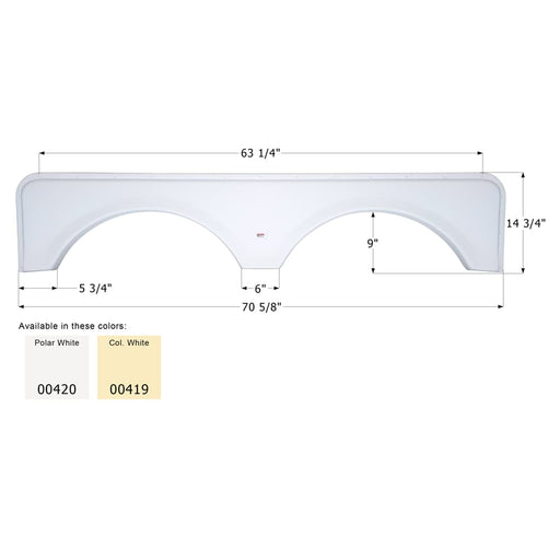 Buy Icon 00420 Tandem Fender Skirt FS671 - Polar White - Fenders Online|RV