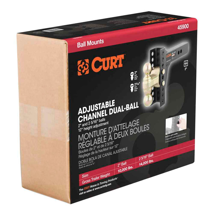 Buy Curt Manufacturing 45900 Adjustable Channel Mount with Dual Ball (2"