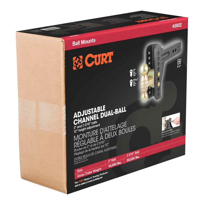 Buy Curt Manufacturing 45902 Adjustable Channel Mount with Dual Ball
