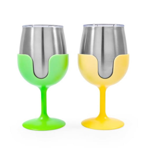 Buy Camco 51916 Yellow and Green Stainless Steel Tumbler Set w/Wine Glass