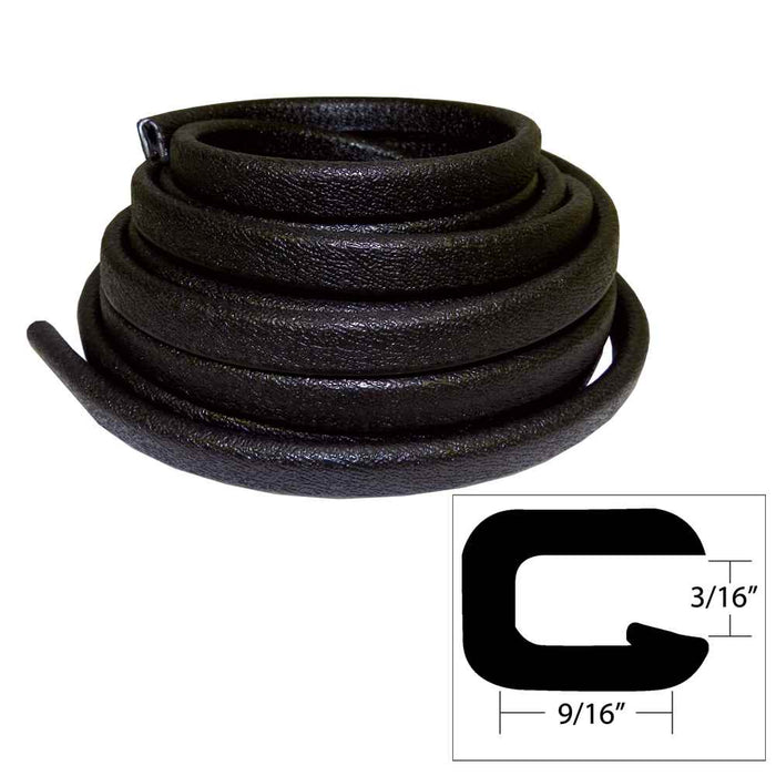 Flexible Vinyl Trim - 5/32" Opening x 9/16"W x 25'L - Black