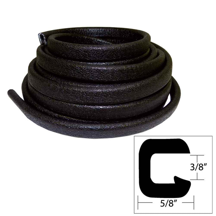 Flexible Vinyl Trim - 3/8 " Opening x 5/8"W x 25'L - Black