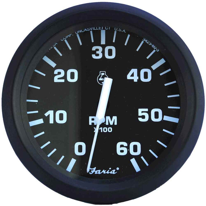 Buy Faria Beede Instruments 32804 Euro Black 4" Tachometer - 6,000 RPM