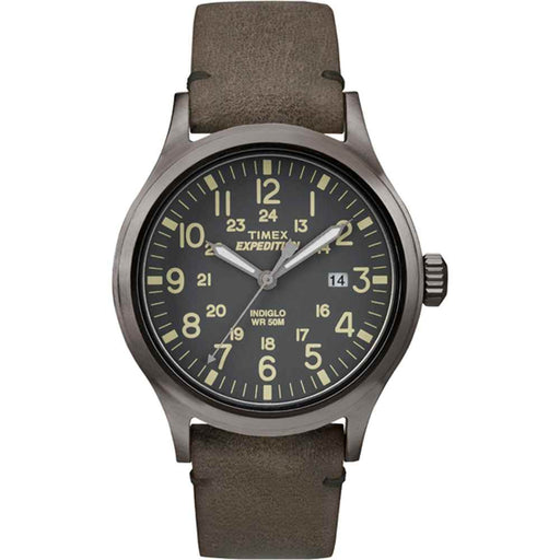 Buy Timex TW4B017009J Expedition Scout Metal - Brown Leather/Gray Dial -