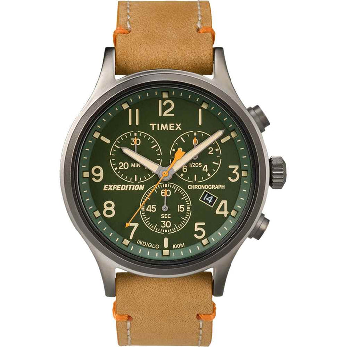 Buy Timex TW4B04400JV Expedition Scout Chronograph Leather Watch - Green
