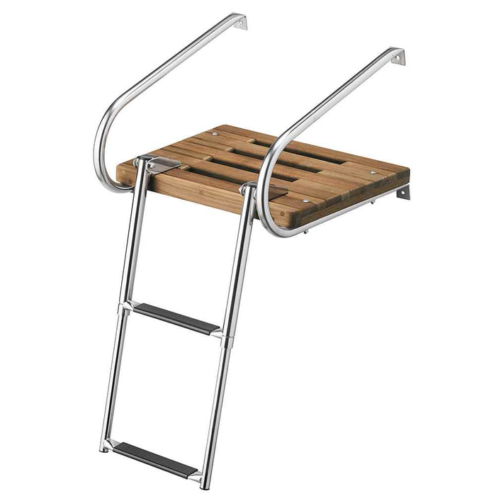 Buy Whitecap 68904 Teak Swim Platform w/2-Step Telescoping Ladder f/Boats