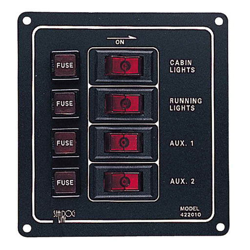 Buy Sea-Dog 422010-1 Aluminum Switch Panel - Vertical - 4 Switch - Marine