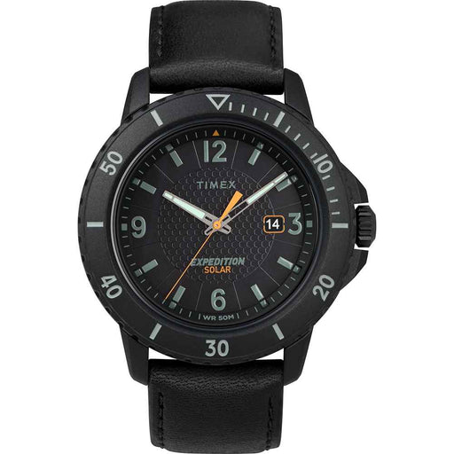 Buy Timex TW4B14700JV Gallatin Solar Watch - Leather Strap/Black Dial -