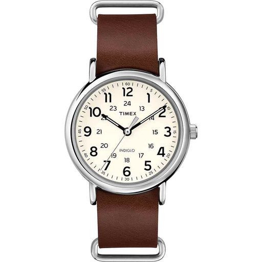 Buy Timex T2P495JV Weekender Slip-Thru - Brown Leather Strap - Outdoor