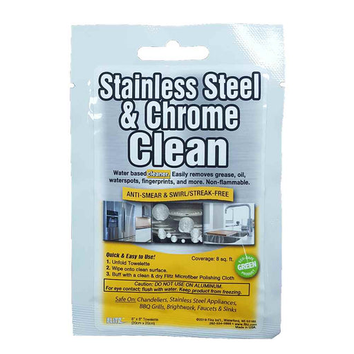 Stainless Steel  &  Chrome Cleaner Degreaser 8" x 8" Towelette Packet