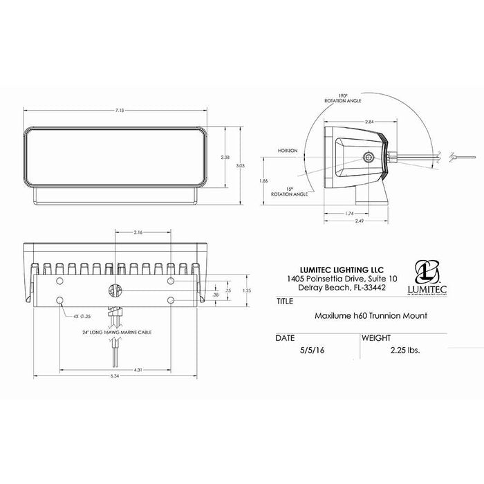 Buy Lumitec 101335 Maxillume h60 - Trunnion Mount Flood Light - White