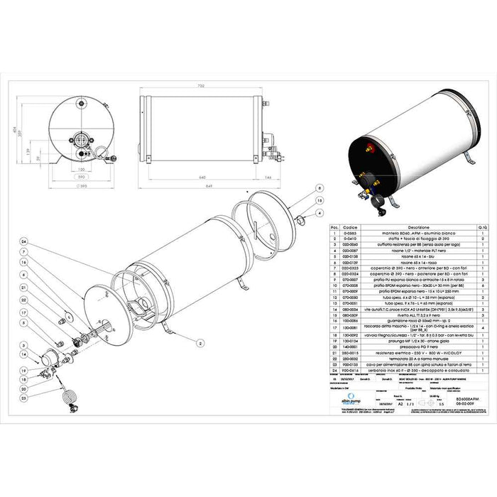 Buy Albin Pump Marine 08-02-009 Marine SS Water Heater 60L - 230V - Marine