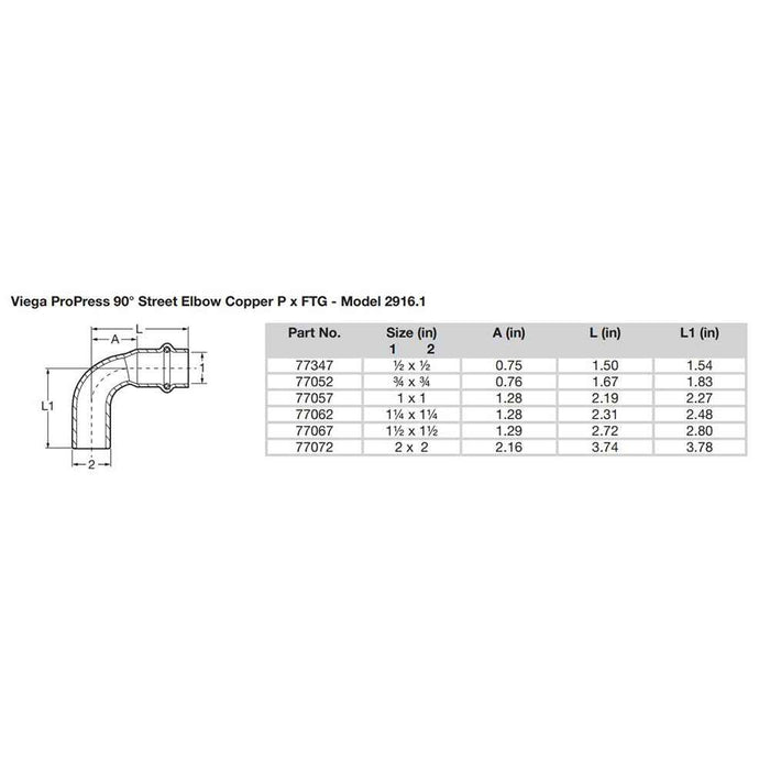 Buy Viega 77347 Propress 1/2" - 90-deg Copper Elbow - Street/Press