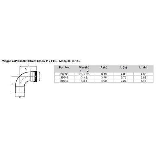 Buy Viega 20638 ProPress 2-1/2" - 90-deg Copper Elbow - Street/Press