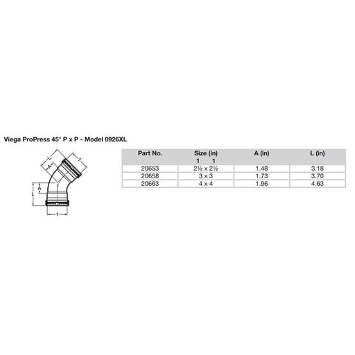 Buy Viega 20653 ProPress 2-1/2" - 45-deg Copper Elbow - Double Press