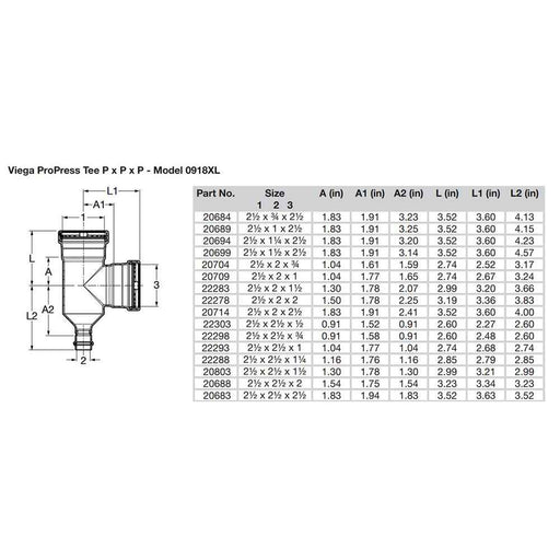 Buy Viega 20683 ProPress 2-1/2" Copper Tee - Triple Press Connection -