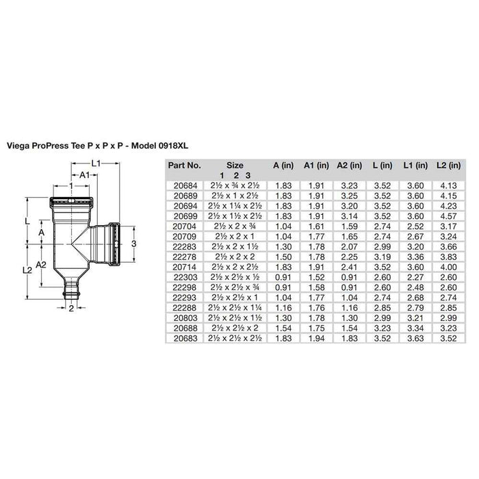 Buy Viega 20683 ProPress 2-1/2" Copper Tee - Triple Press Connection -